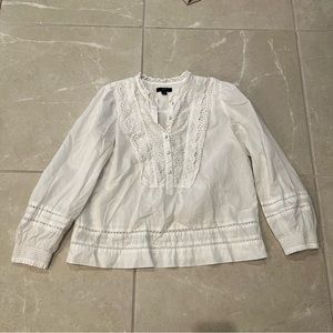 J Crew White Blouse with Eyelet